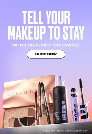 Perform, don't conform. Looked in looks. All day wear. *Products shown: 24/7 Eyeliner, All Night Setting Spray, Tube Job Mascara., and naked eye palette.