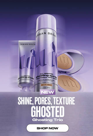 SHINE, PORES, TEXTURE, GHOSTED. Shop the Ghost Collection: Spray, paste, and powder.