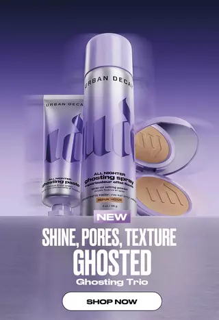 SHINE, PORES, TEXTURE, GHOSTED. Shop the Ghost Collection: Spray, paste, and powder.