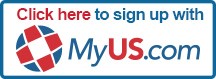 red and blue colored rectangle with the words Click here to sign up with MYUS.com.